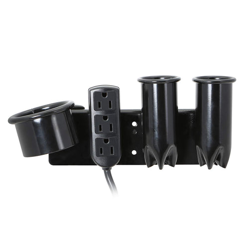 Blow Dryer and Hair Iron Holder with 3 Outlets and Clamp